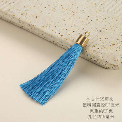 Colorful Polyester Fringe Tassel Keychain with Golden Cap 55mm 50pcs 13