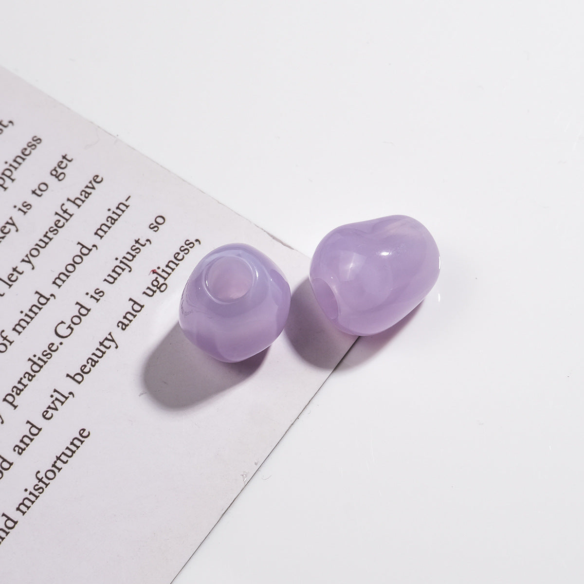Imitation Jade Acrylic Beads 15mm Large Hole Ink Color 50pcs 12
