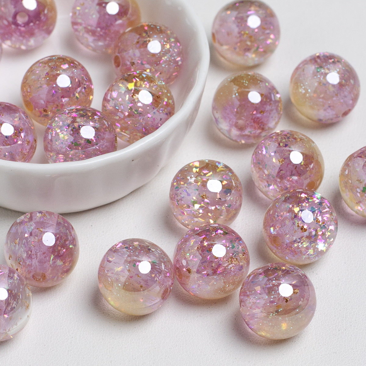 Shimmer Glitter Filled Resin Beads 16mm Round Mixed Colors 10pcs 11