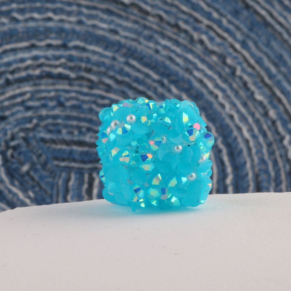 Glitter Square Acrylic Beads 20mm Wrapped Sparkle 10pcs 9