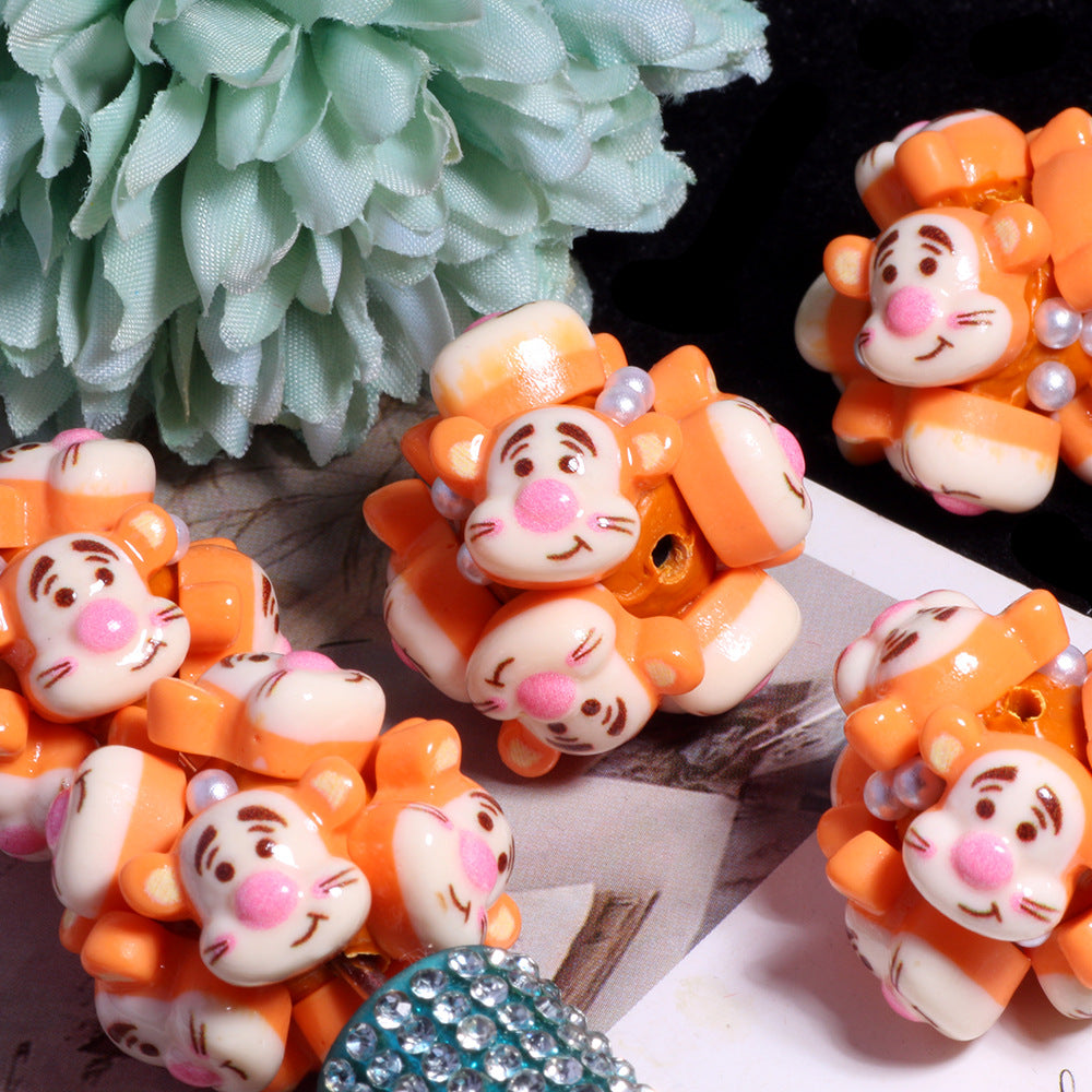 Embellished Bubblegum Beads 20mm Winnie & Friends Pastel Pearl 5pcs 7