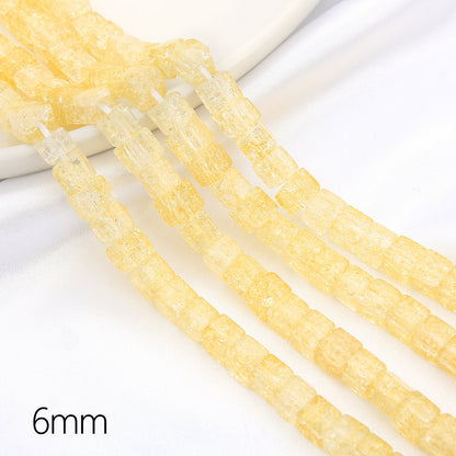 Crackle Square Glass Beads 6mm Multicolor Mixed 59pcs 14