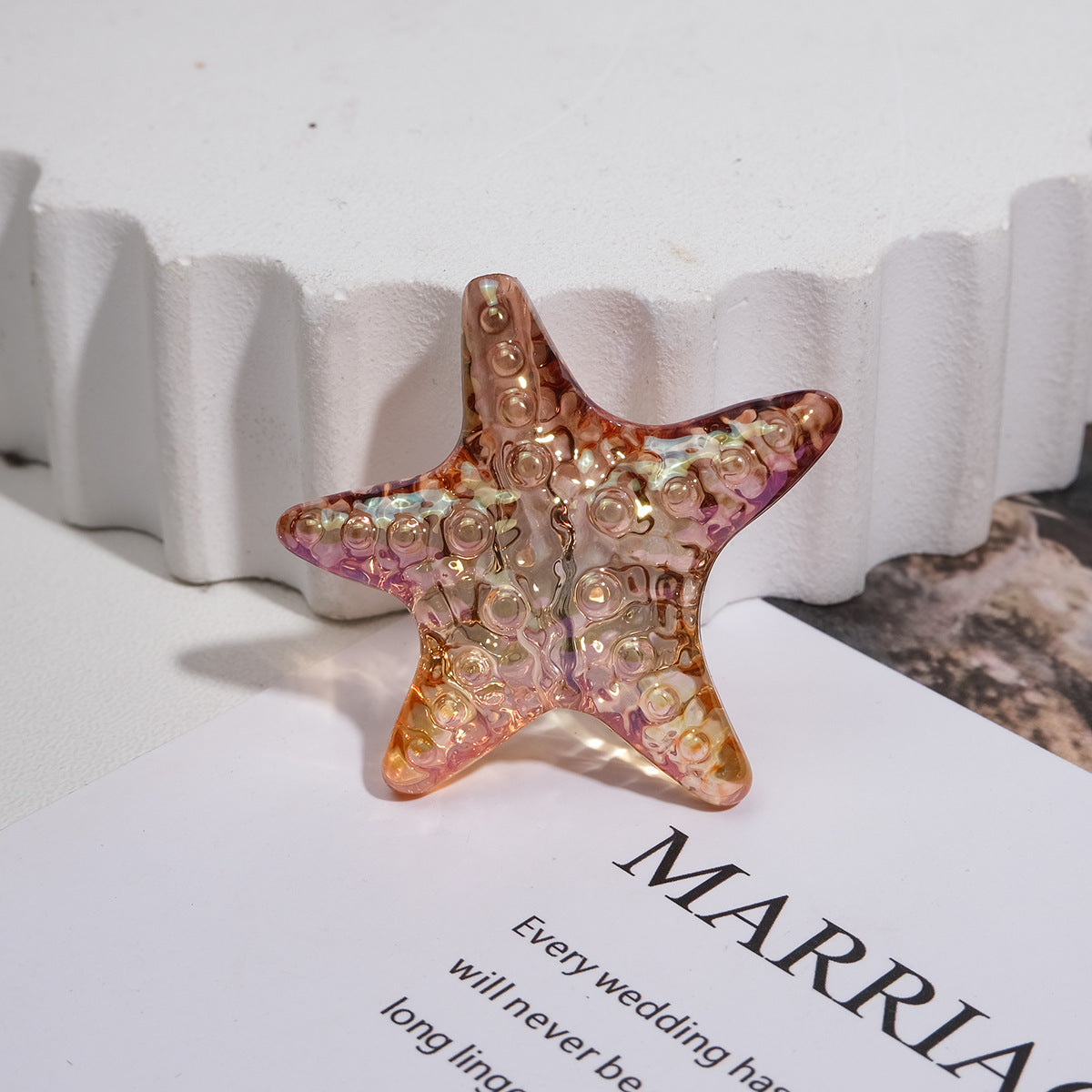 Transparent Gradient Starfish Acrylic Beads 35mm Colorful Textured 10pcs 8
