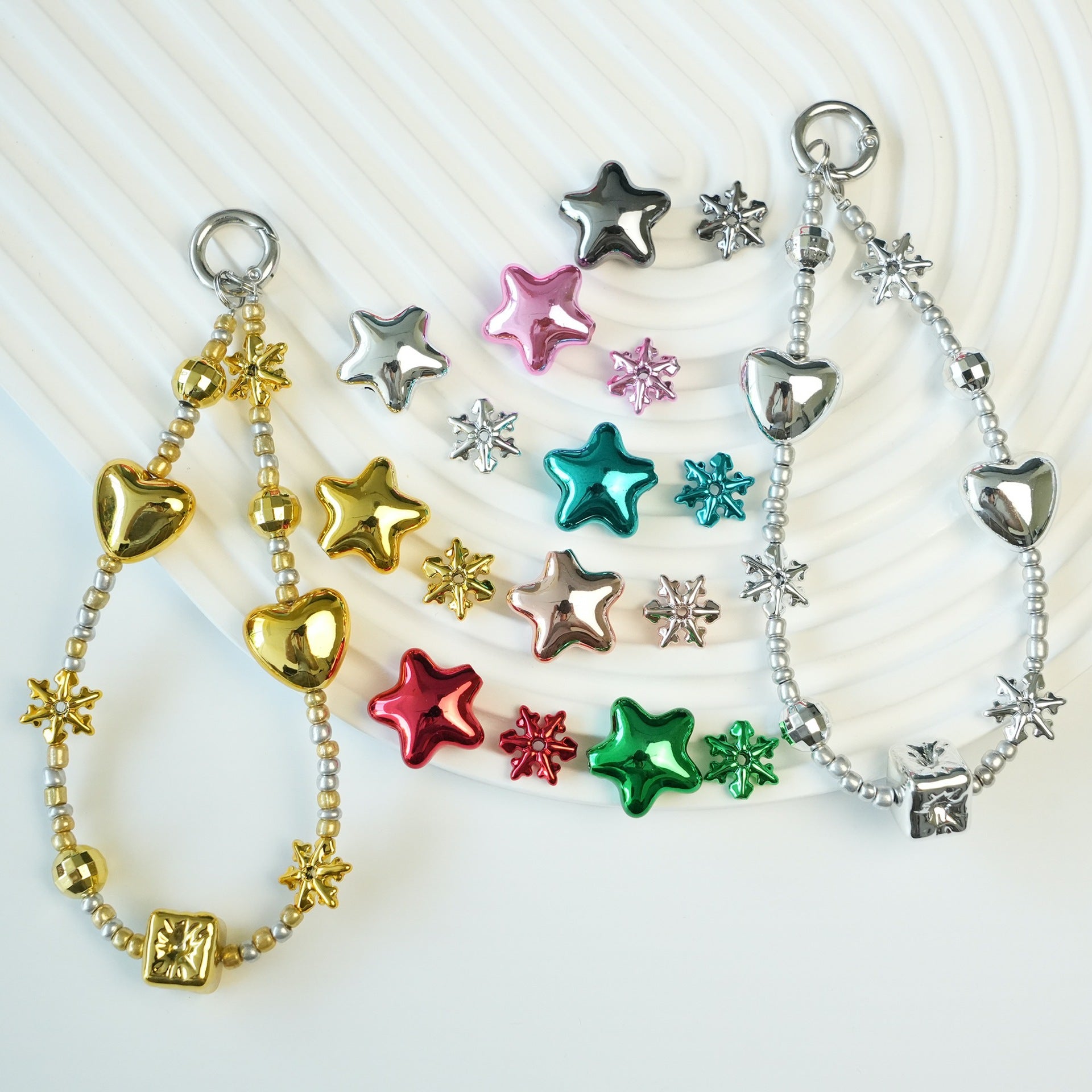 Pentagram Snowflake Acrylic Beads 14mm 21mm Metallic Plated 100pcs 3