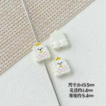 Kitten and Teddy Bear Metal Beads 14mm Hand Painted Alloy 10pcs 16