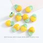 Hand Painted Heart Pineapple Ceramic Beads 15mm Glossy Pastel 10pcs 8