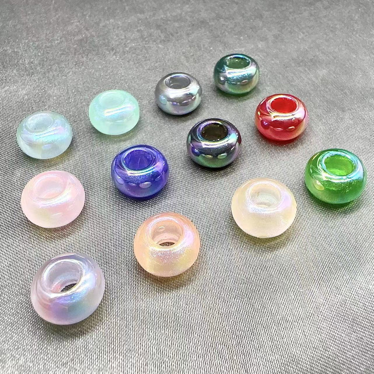 Acrylic Large Hole Spacer Beads 14mm AB Colorful 31pcs 3
