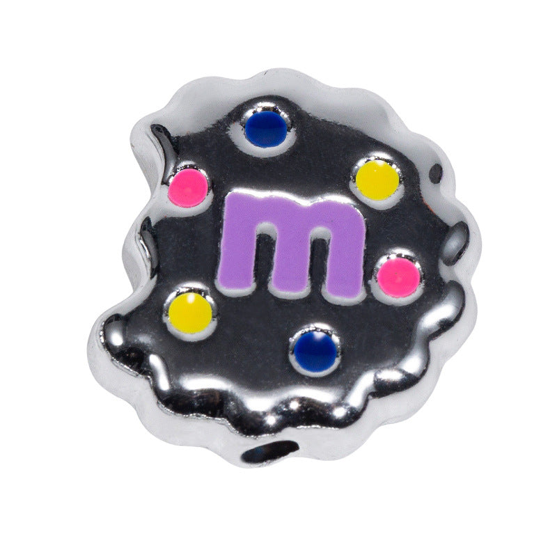 Hand Painted Bitten Cookie Acrylic Beads 22mm Enamel Glossy 10pcs 44