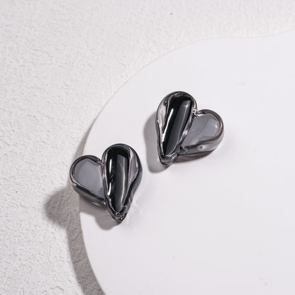 Clear Two-Tone Heart Acrylic Beads 18mm Glossy Enamel Finish 20pcs 15
