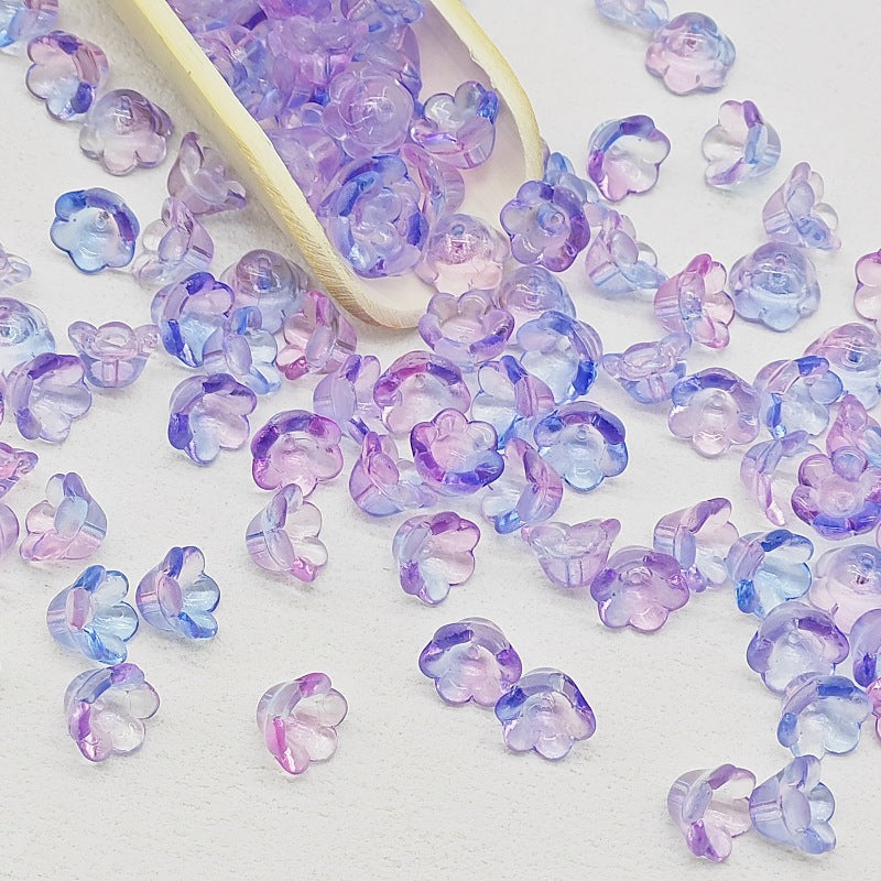 Campanula Flower Glass Beads 7x12mm Frosted Glossy Pastel 50pcs 21
