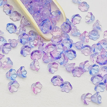 Campanula Flower Glass Beads 7x12mm Frosted Glossy Pastel 50pcs 21