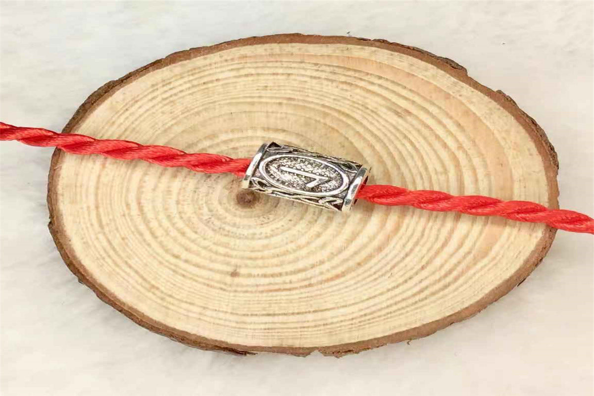 Tube Metal Beads Viking Note Patterned Silver Tone 100pcs 29