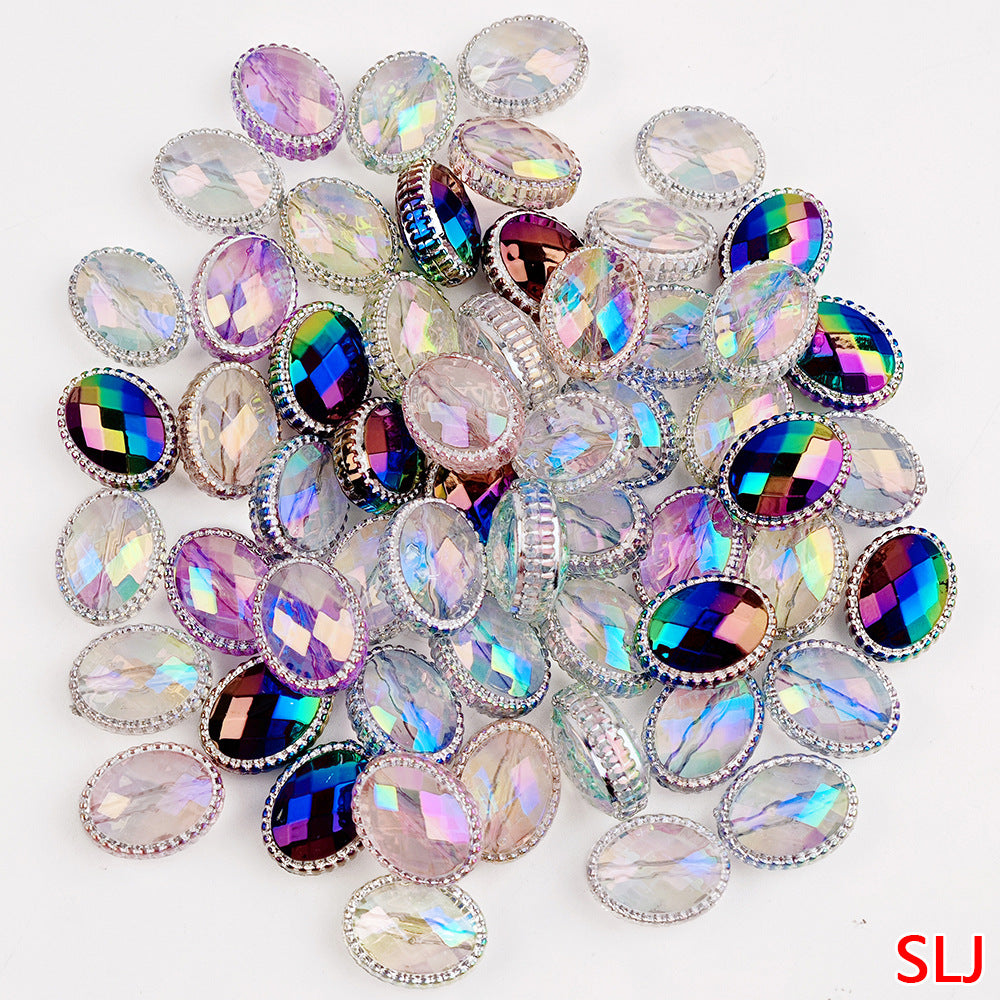 UV Plating Oval Faceted Acrylic Beads 20mm Magic Mirror 20pcs 6