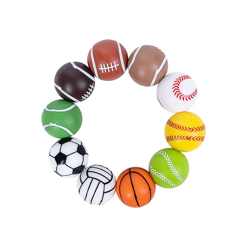 15mm Silicone Beads Sports Ball Printed Soccer Football Volleyball 10pcs 5