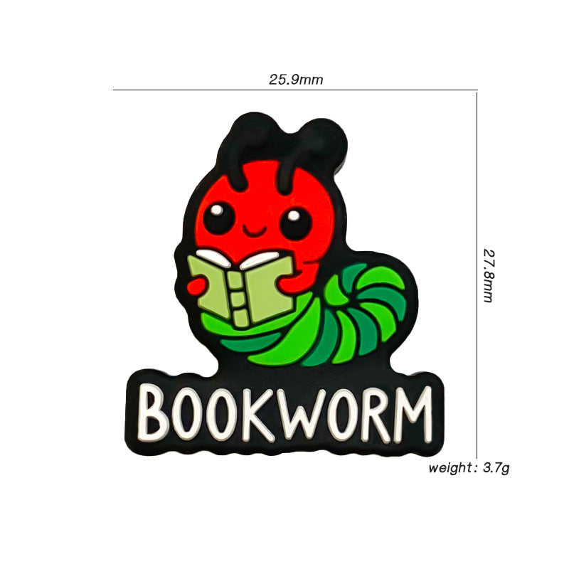 Silicone Focal Beads Caterpillar Bookworm Text 3
