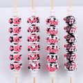 Hand Painted Acrylic Beads 16mm Black Pink Tone 10pcs