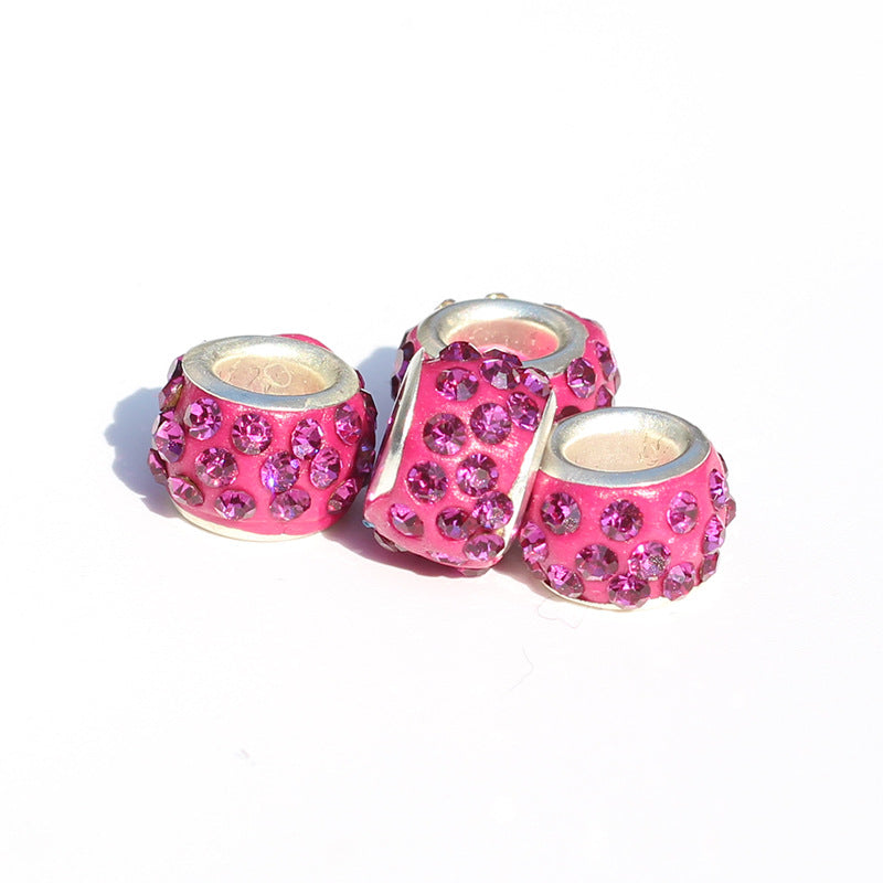 Rhinestone Spacer Clay Beads 7x11mm Chunky Large Hole 100pcs 32