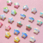 Star Shaped Acrylic Beads 25mm Fairy Tale Pattern Printed 10pcs