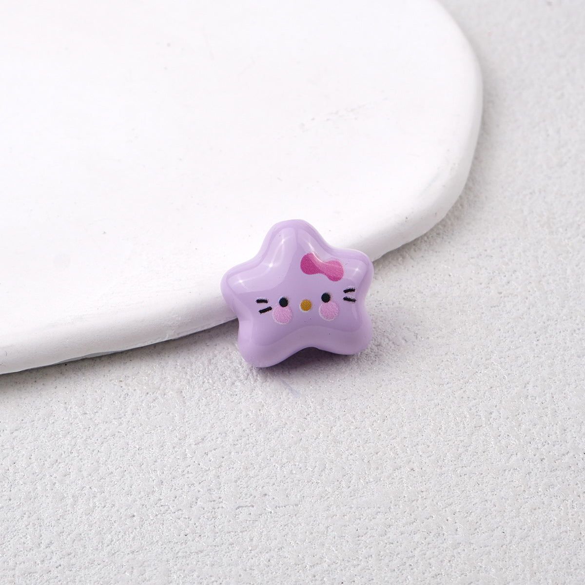 Star Acrylic Beads 20mm Glossy Hello KT Faces Colorful 20pcs 8