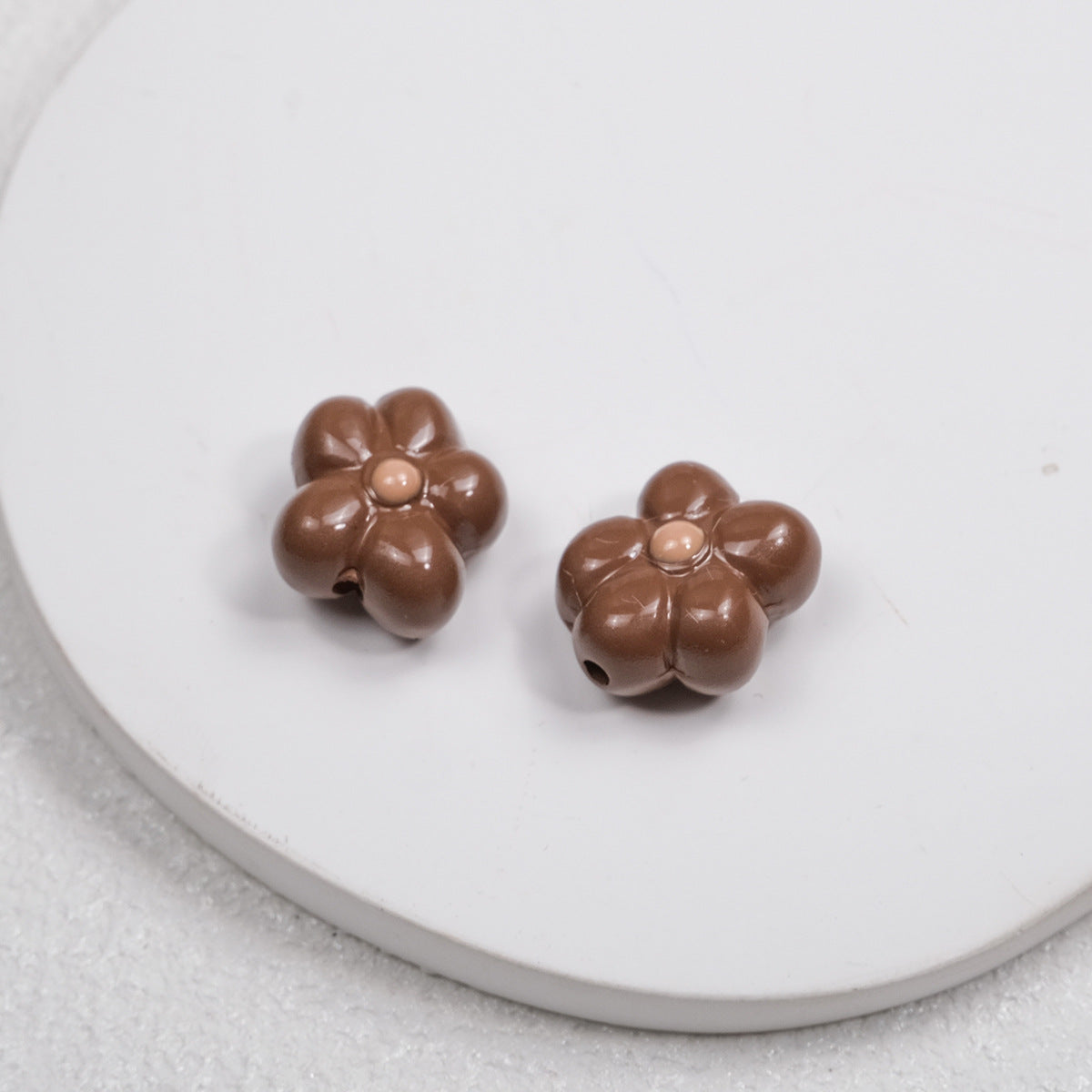 Hand Painted Irregular Flower Acrylic Beads 16mm Enamel Finish 50pcs 19