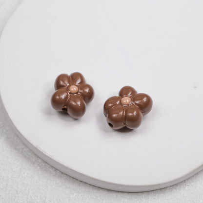 Hand Painted Irregular Flower Acrylic Beads 16mm Enamel Finish 50pcs 19