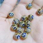 Round Rhinestone Beads 8mm 10mm Evil Eye Enamel Brass 1pc