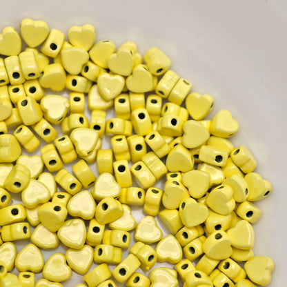 Heart Metal Beads 5mm Baking Painted Colorful Flat 50pcs 6
