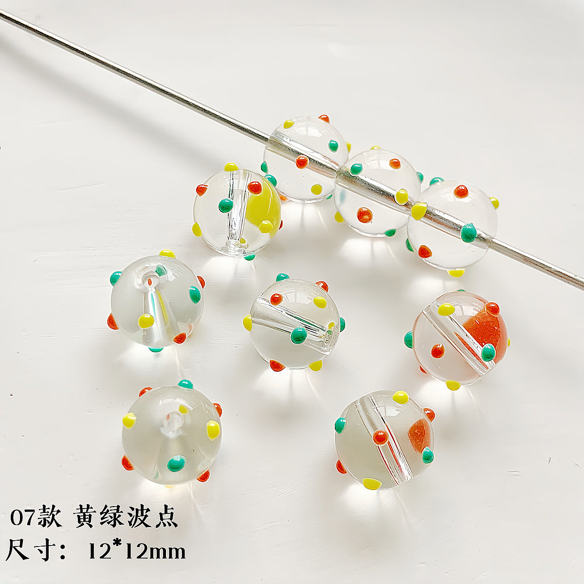 Hand Painted Transparent Glass Beads 12-14mm Christmas Series 1pc 26