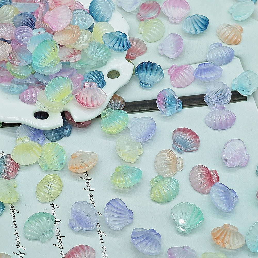 Czech Glass Beads Scallop Shell 16-18mm Frosted Pastel Colors 25pcs 3