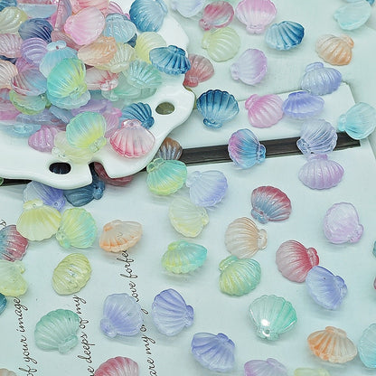 Czech Glass Beads Scallop Shell 16-18mm Frosted Pastel Colors 25pcs 3