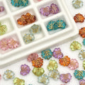 Clear Leaf Acrylic Beads 13mm Gild Embellished 100pcs