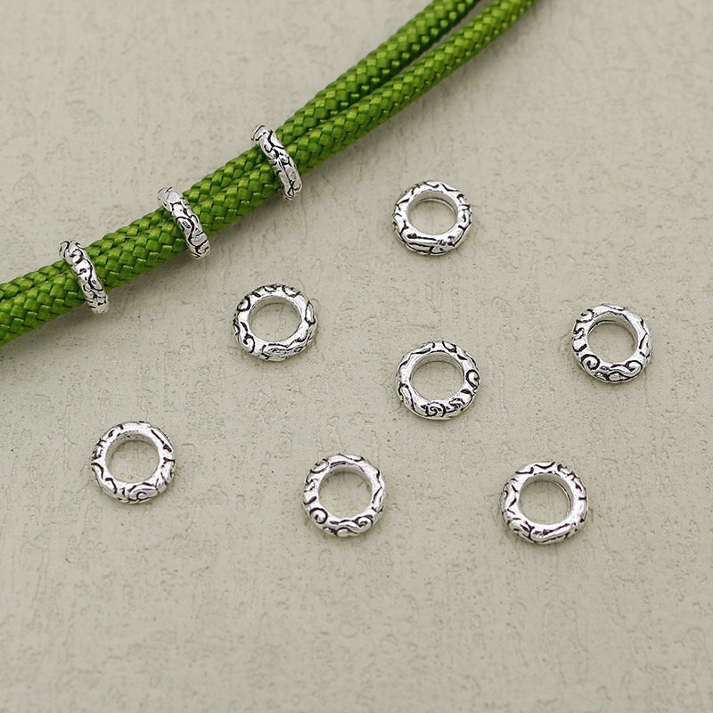 Alloy Ring Spacer Beads 8mm Antique Silver Tibetan Pattern 100pcs 2