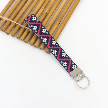 Bohemian Style Wristlet Keychain Antique Silver Polyester 2pcs 17cm 15