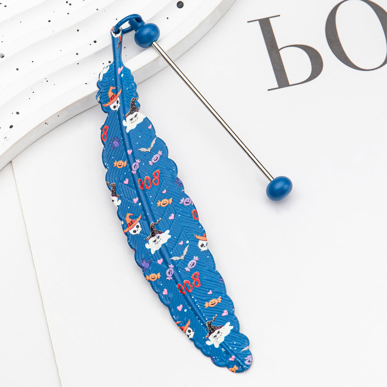 Beadable Feather Bookmarks Halloween Christmas Prints 12pcs 9