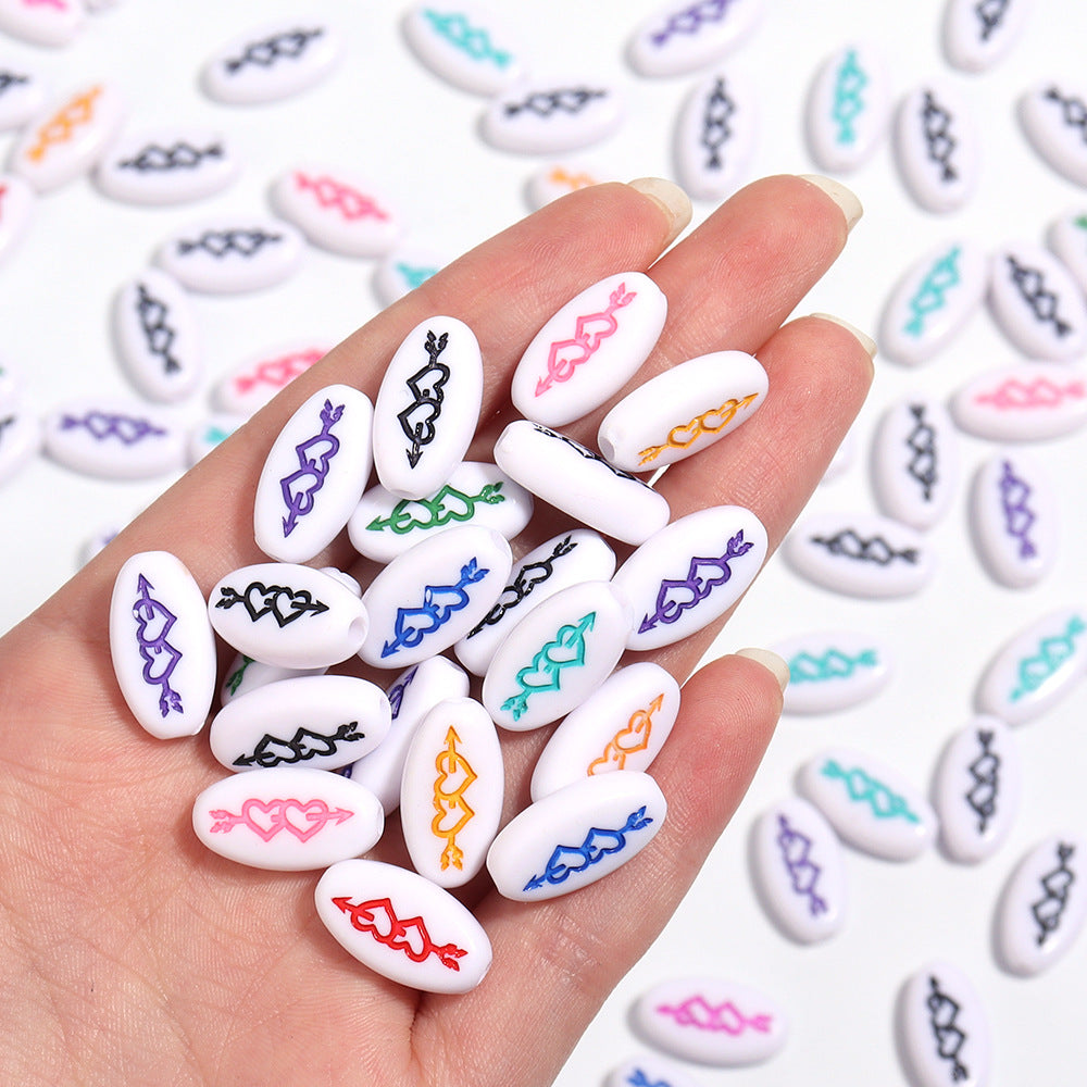 Oval Acrylic Beads 18mm Colorful Double Heart Large Hole 50pcs 3