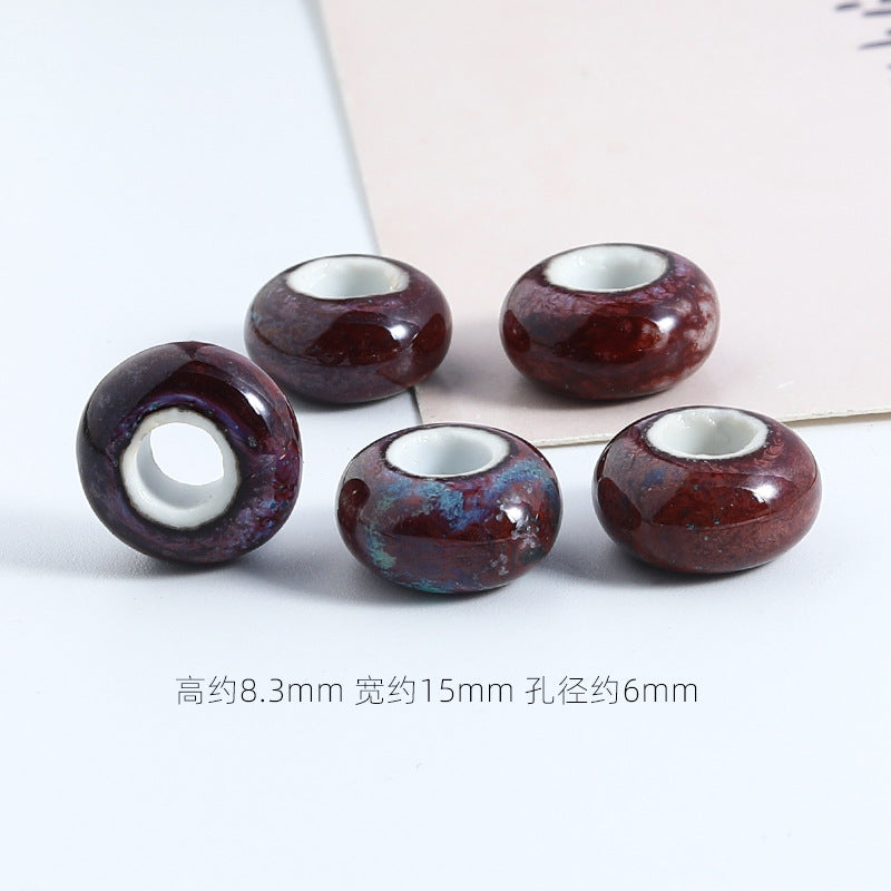 Ceramic Spacer Beads 15mm Fambe Glaze Large Hole 20pcs 17