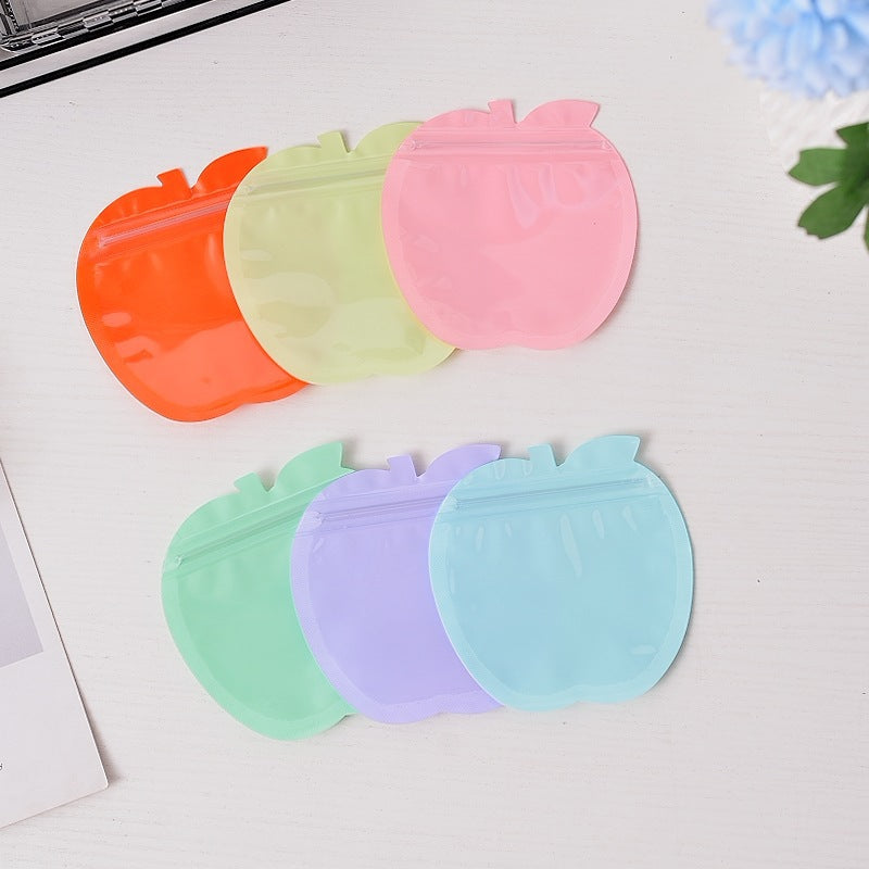 PVC Plastic Zip Lock Bags Apple and Heart Shape Glossy 10cm 10pcs 4