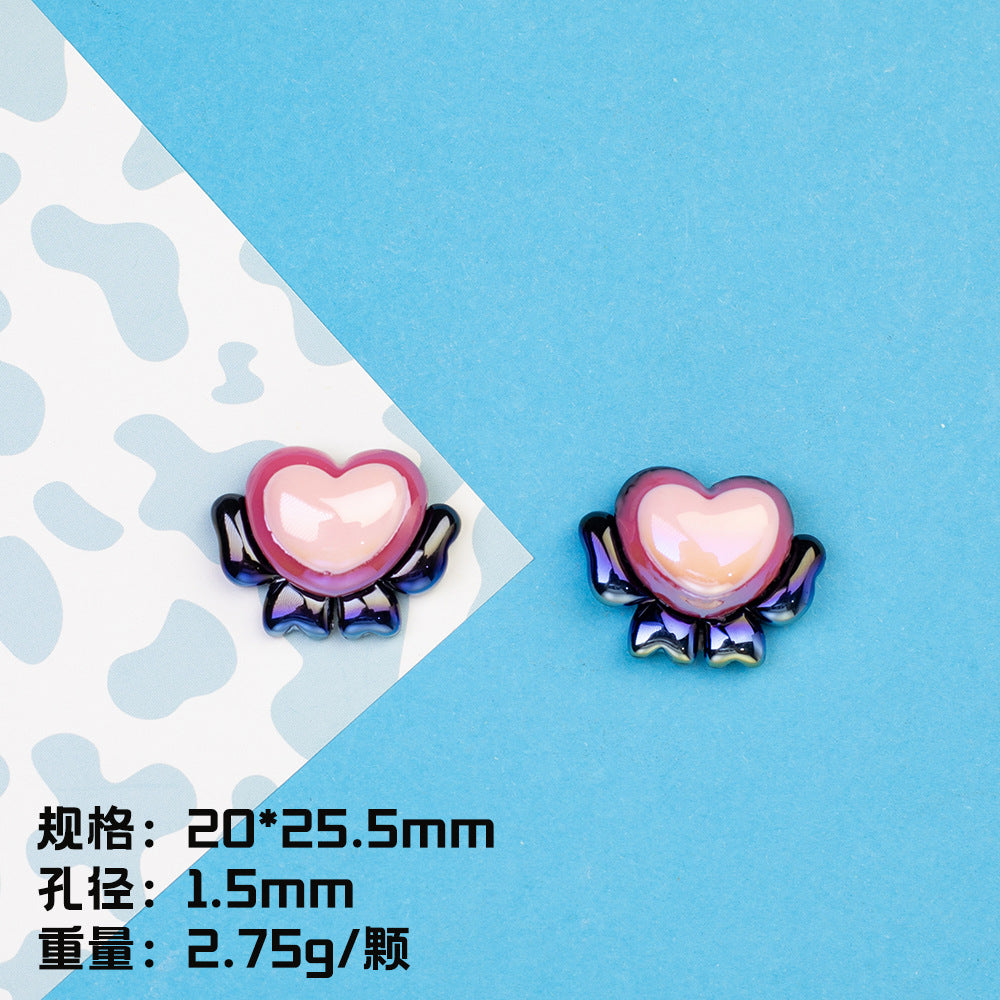 Sweet And Sassy Heart Star Resin Beads Glossy Pink Purple 20pcs 7