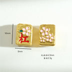 Cube Metal Beads 8x10mm Mahjong Large Hole Alloy Gold Tone 10pcs 6