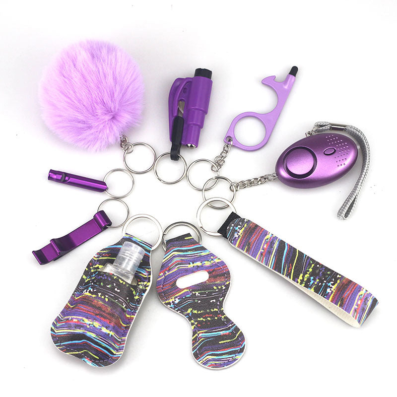 Self Defense Alarm Pompom Keychain Outdoor Safety 10 Pack 42