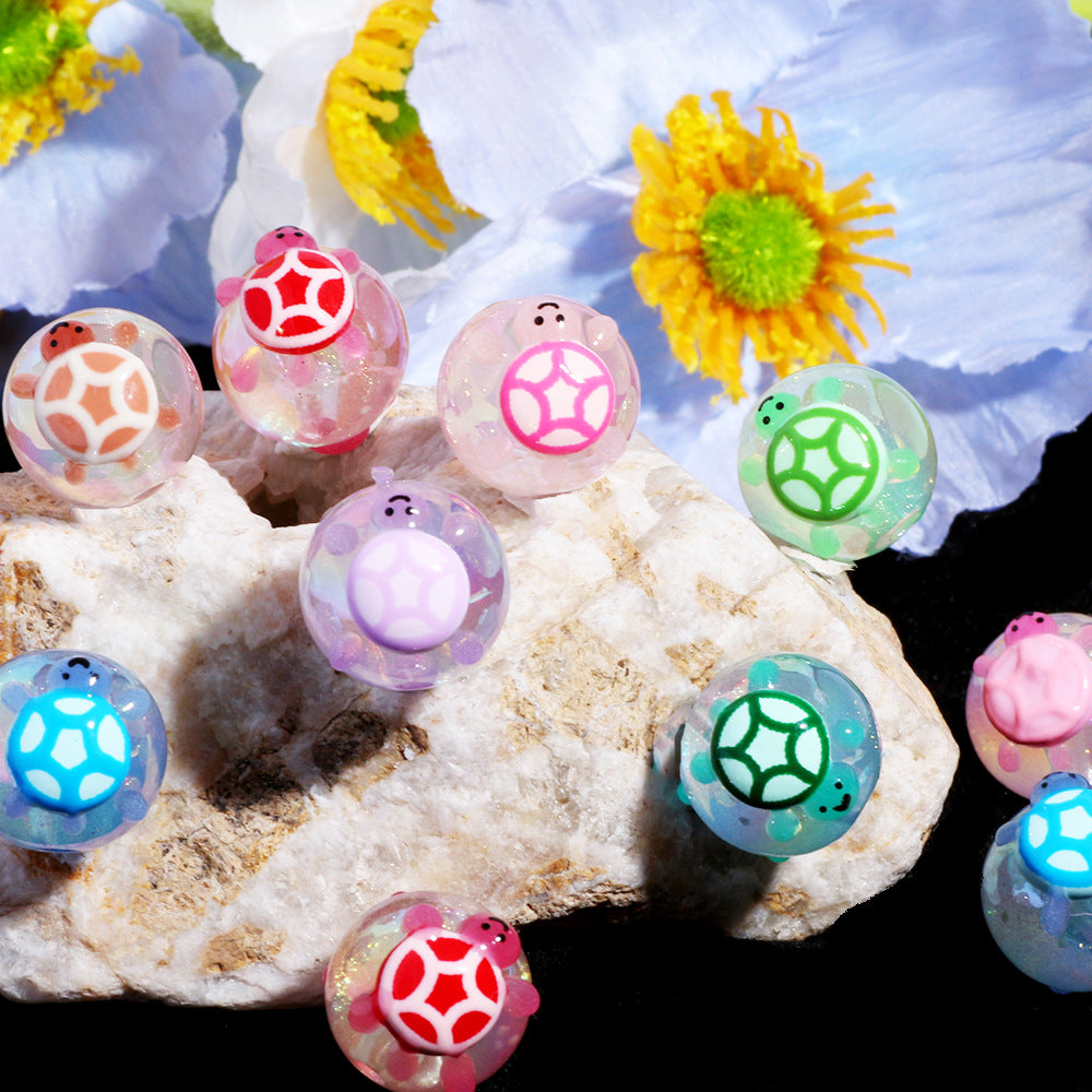 Glow In The Dark Bubblegum Beads 19mm Turtle Design Resin 20pcs 4