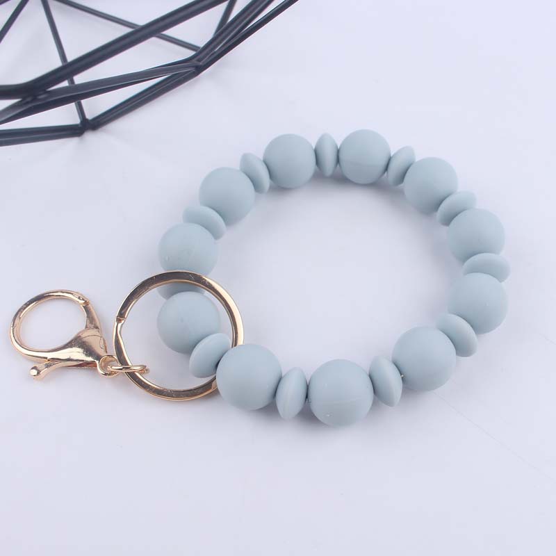 Silicone Bead Wristlet Keychain Matte Soft Hues Gold Clasps 3