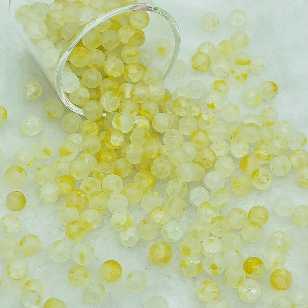 Frosted Round Glass Beads 6mm Colorful Speckled Matte Finish 50pcs 12