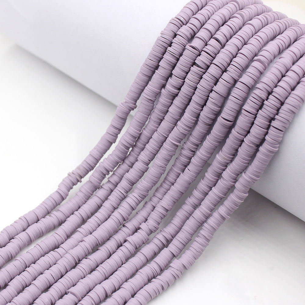 Flat Clay Beads 6mm Solid Color Smooth Polymer Disc 10strands 41