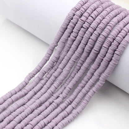 Flat Clay Beads 6mm Solid Color Smooth Polymer Disc 10strands 41