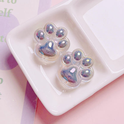 Transparent Cat Claw Acrylic Beads 26mm UV Plating 5pcs 12