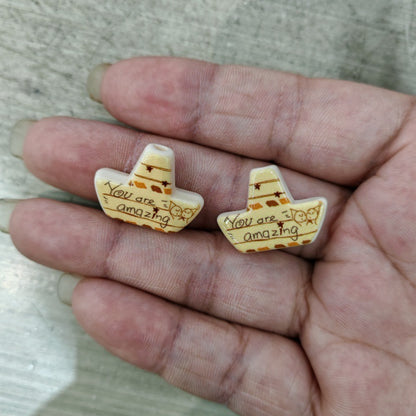 Painted Boat Acrylic Beads 22mm You Are Amazing Script 100pcs 3