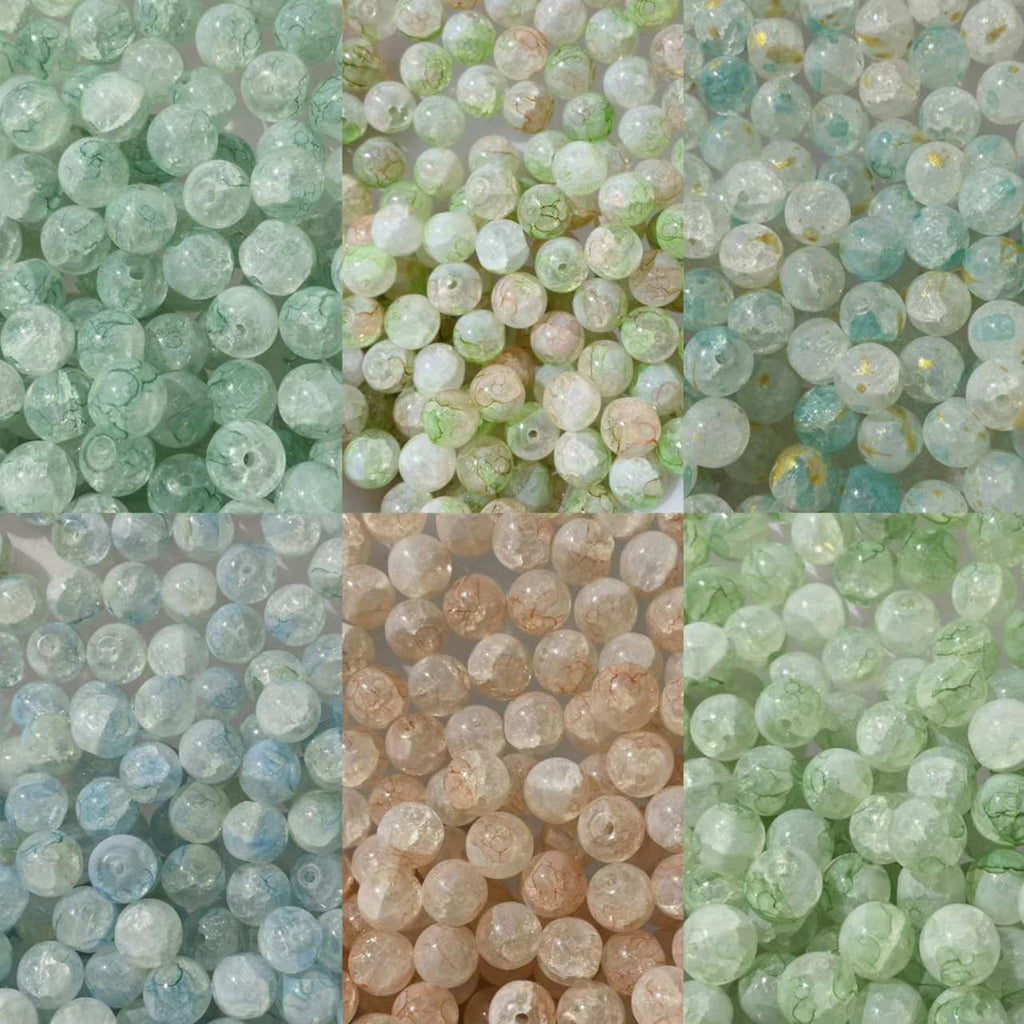 Crackle Round Glass Beads 10mm Gradient Colors with Gold Foil 60pcs