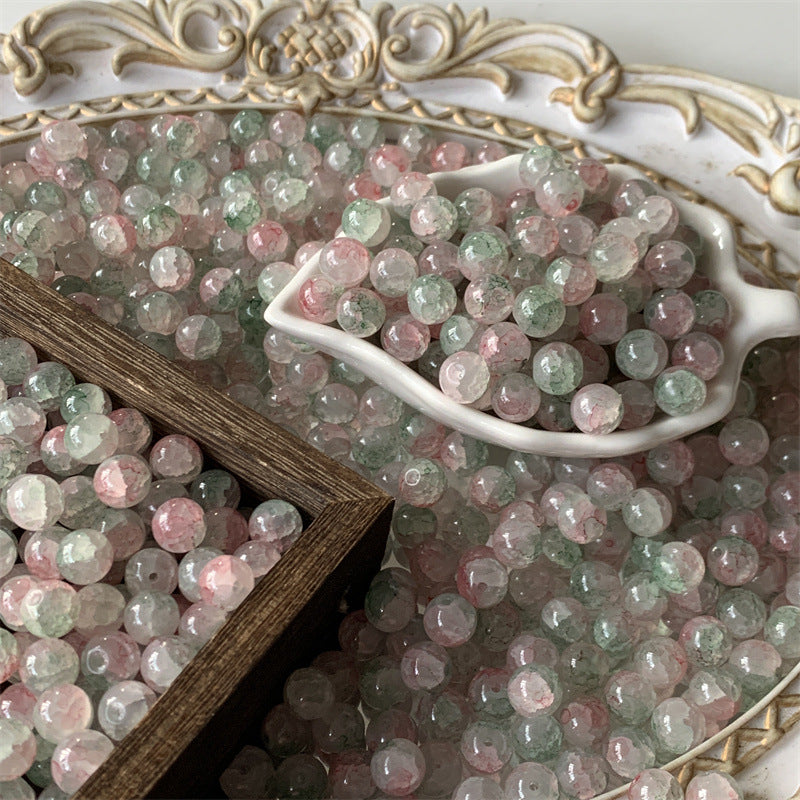 Crackle Round Glass Beads 10mm Imitation White Jade 100pcs 12