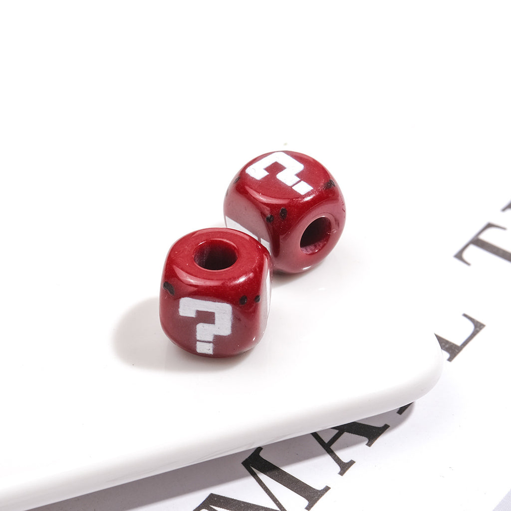 Painted Square Acrylic Beads 11mm Large Hole Question Mark 50pcs 6